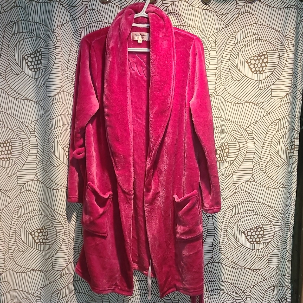 Juicy Couture Pink Plush Robe Shawl Collar